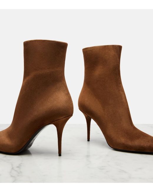 Saint Laurent Brown Ashley 90 Suede Ankle Boots