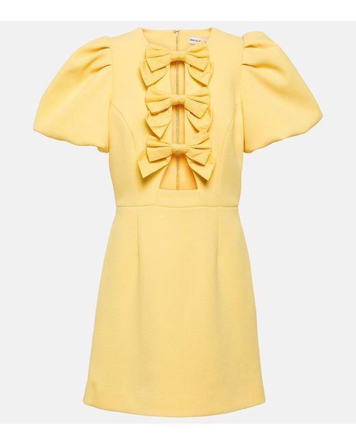 Rebecca Vallance Yellow Chloe Bow-detail Crepe Minidress