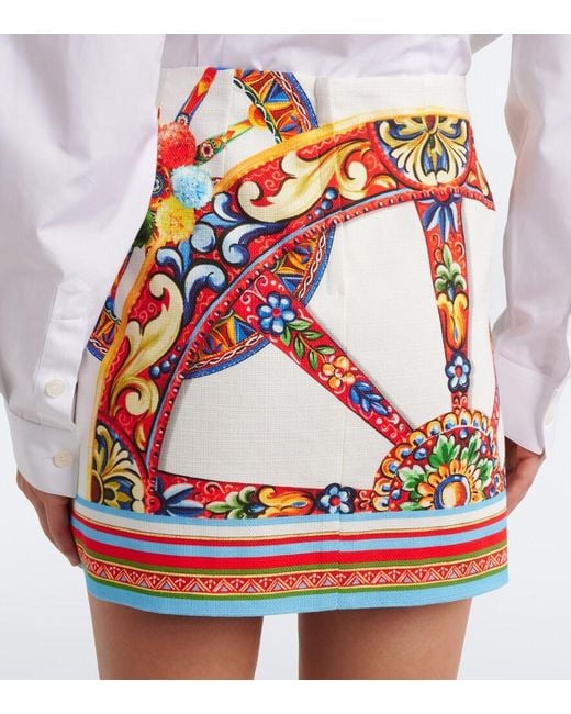 Dolce & Gabbana Red Carretto Cotton Miniskirt