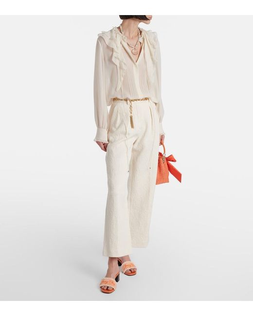Jimmy Choo Orange Joa 45 Embroidered Canvas Mules