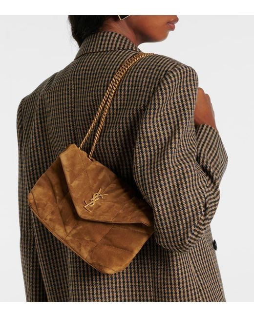 Saint Laurent Natural Schultertasche Loulou Toy Aus Veloursleder