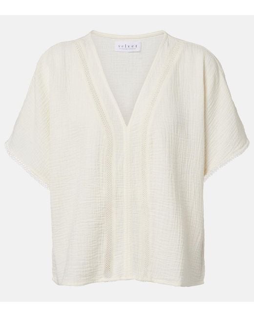 Velvet White Verna Cotton Gauze Top
