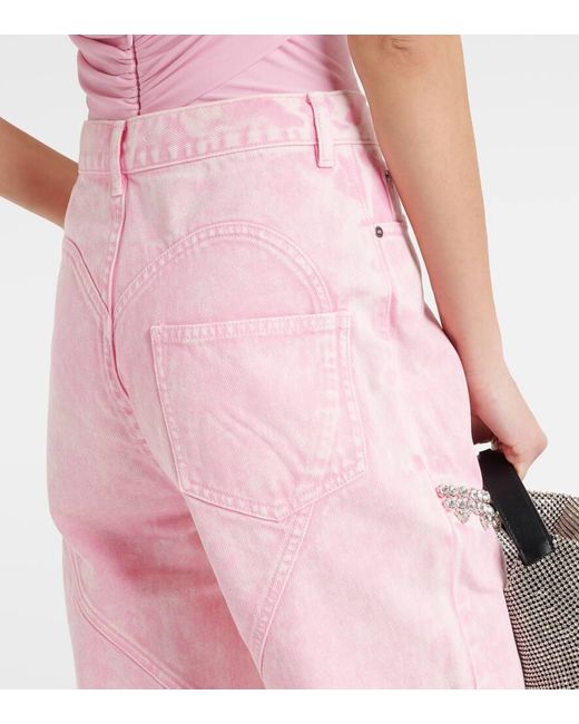 Jeans regular con cut-out e cristalli di Area in Pink