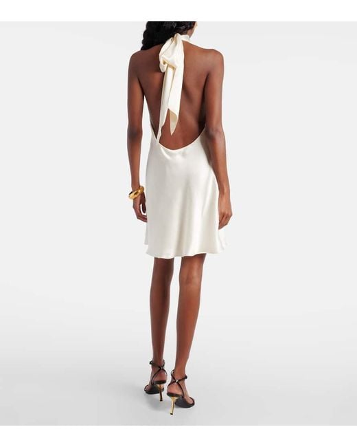 Vestido Corto Capucine De Saten De Seda Rixo de color White