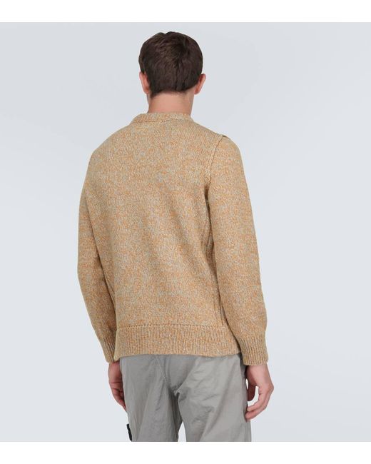 Pullover in misto lana con logo di Stone Island in Natural da Uomo