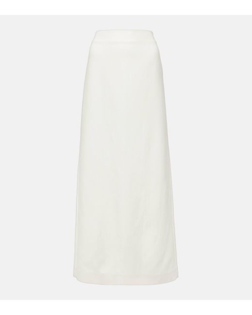 Ferragamo White Bridal Canvas Maxi Skirt