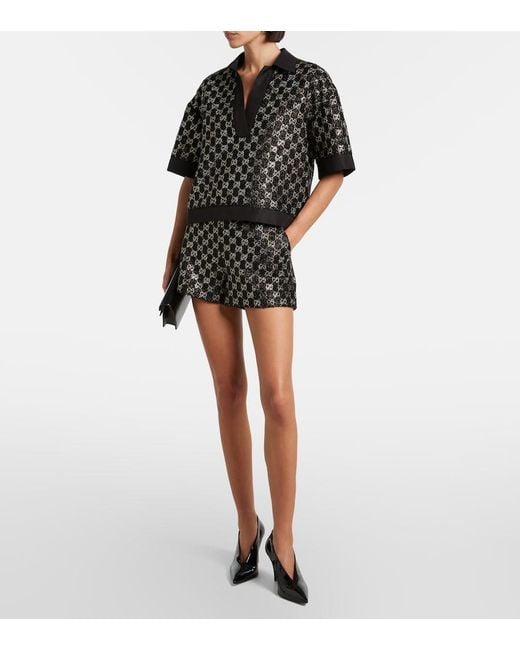 Gucci Black Gg Embellished High-Rise Shorts