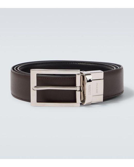Zegna Black Leather Belt for men