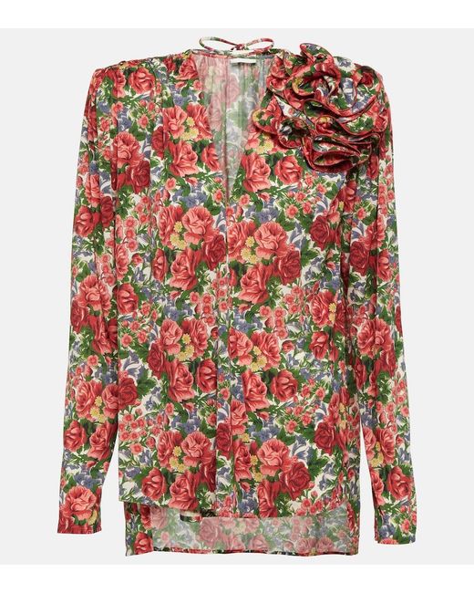 Magda Butrym Red Floral Blouse