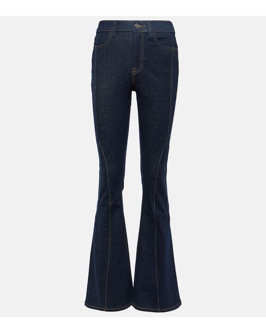 7 For All Mankind Blue High-Rise Flared Jeans Seamed Megaflare