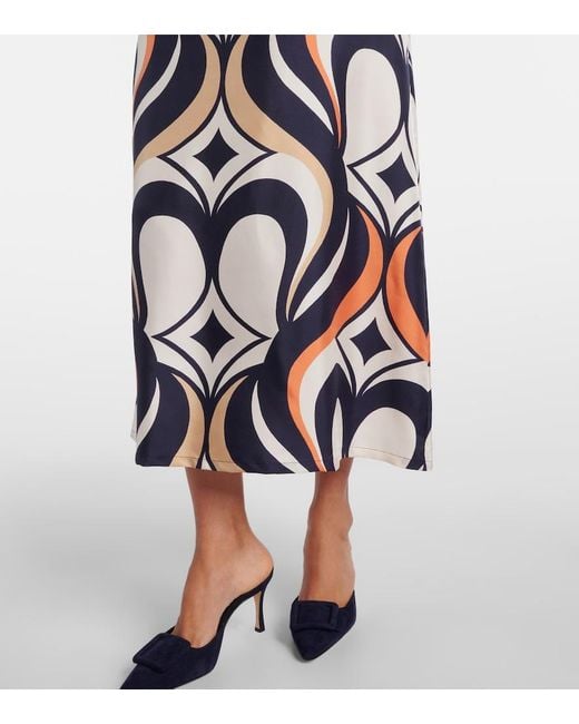 LaDoubleJ White Chemise Swing Printed Silk Shirt Dress
