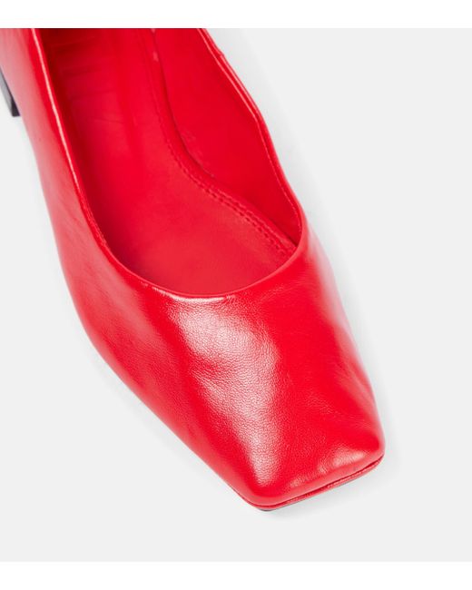 Souliers Martinez Red Nova Montjuic Leather Ballet Flats