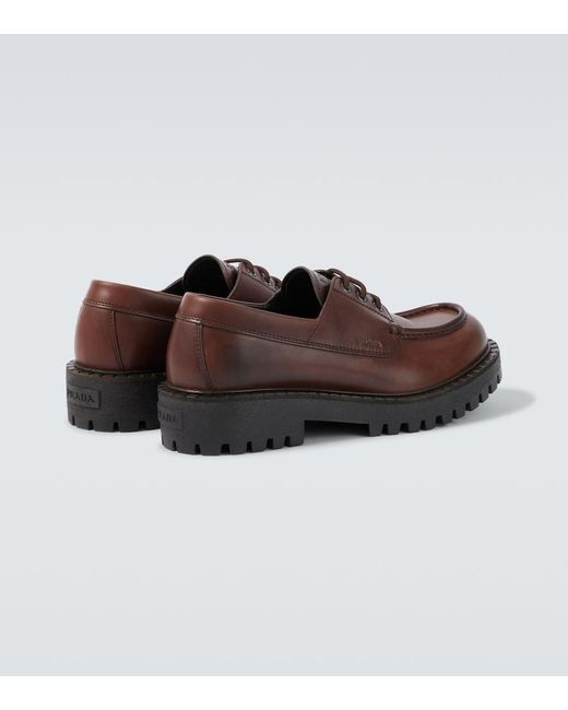 Prada Brown Leather Loafers for men