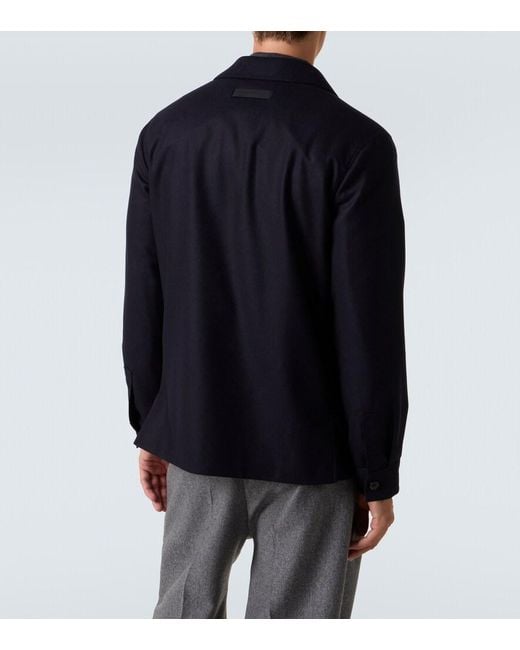 Zegna Blue Wool Overshirt for men