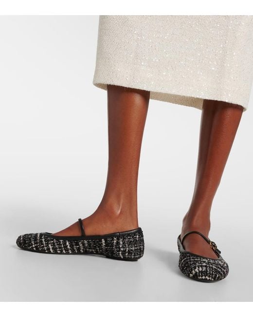 Gianvito Rossi Black Mary-Jane-Ballerinas Mary Ribbon 05 Aus Boucle