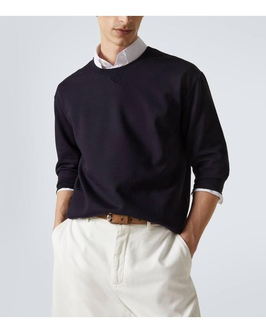Sudadera En Mezcla De Algodon Brunello Cucinelli de hombre de color Blue