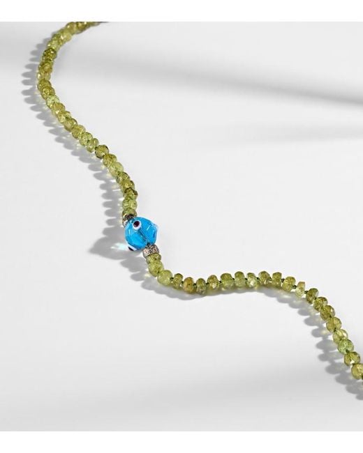 Ileana Makri Blue 9Kt And Sterling Beaded Necklace With Garnets And Diamonds