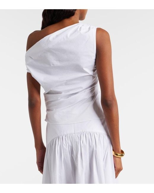 Staud White Phare Off-Shoulder Cotton Top