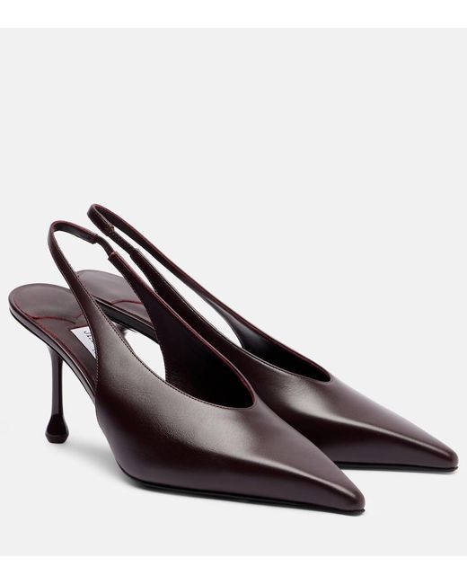 Jimmy Choo Brown Isa 80 Leather Slingback Pumps
