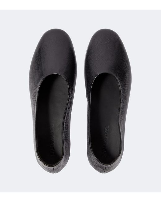 Saman Amel Black City Leather Slip-On Shoes for men