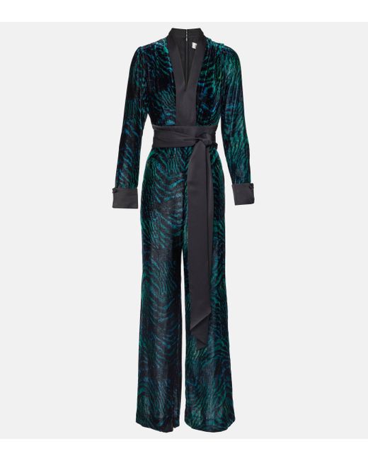 Combi-pantalon Vegas en velours Diane von Furstenberg en coloris Blue