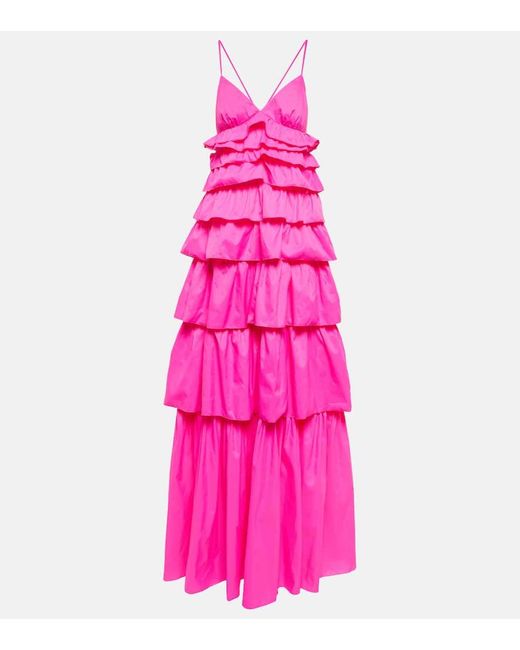 Staud Pink Rylie Ruffled Maxi Dress