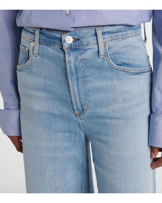 Citizens of Humanity Blue Lyra Cropped Wide-Leg Jeans