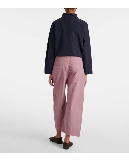 Leset Pink Kyoto Cotton Cropped Wide-Leg Pants