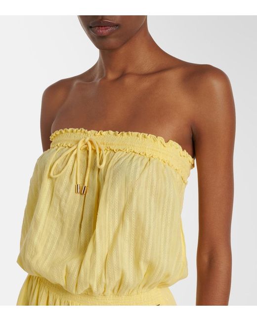 Melissa Odabash Yellow Colette Embroidered Cotton Minidress