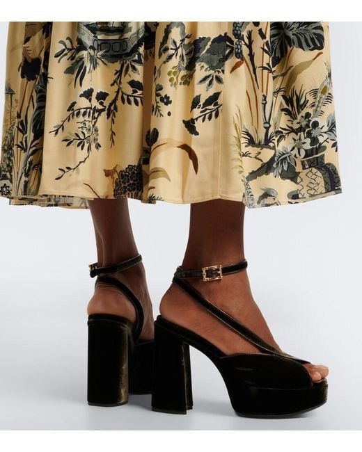 Etro Black Velvet Platform Sandals