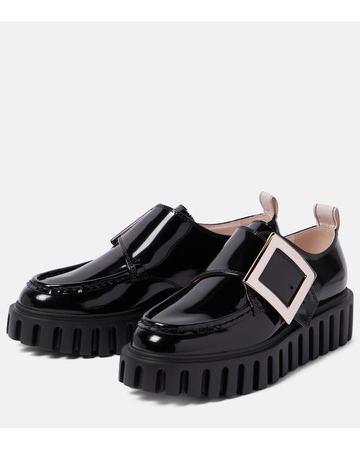 Roger Vivier Black Viv' Go-Thick Patent Leather Platform Loafers