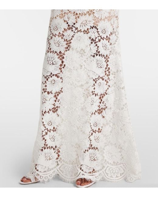 Self-Portrait White Bow-Detail Lace Maxi Dress