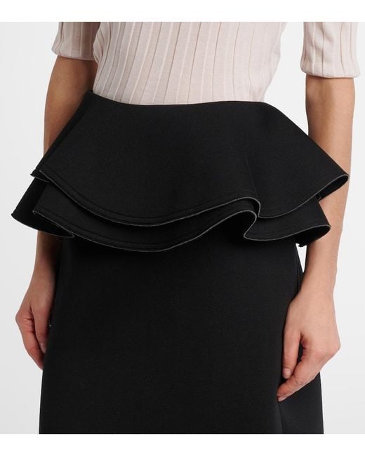 Plan C Black Ruffled Midi Skirt