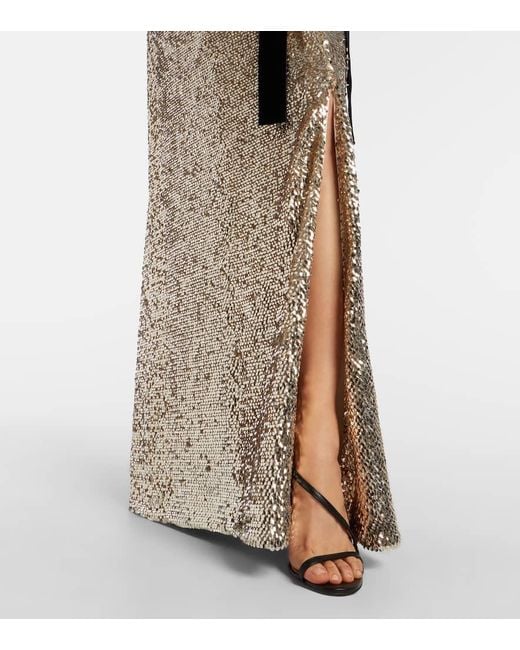 Jonathan Simkhai White Felicity Draped Sequined Gown