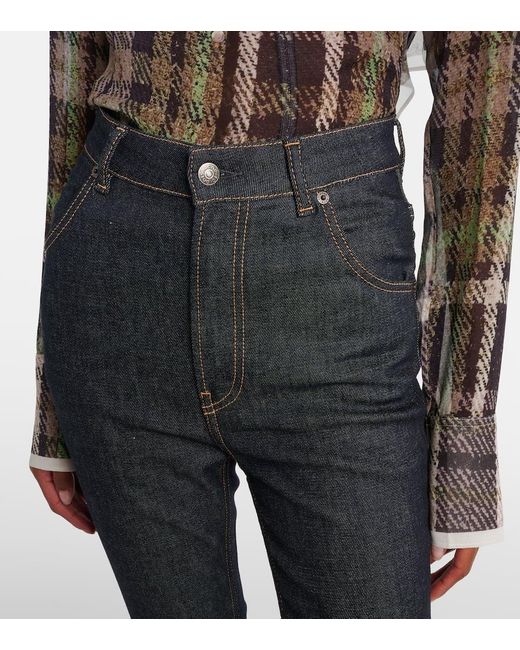 Acne Blue High-Rise Cotton-Blend Flared Pants