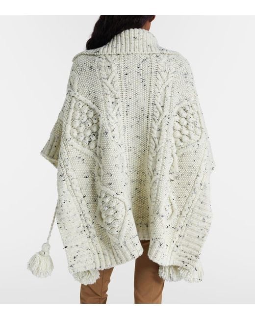 Poncho Trenzado Aran De Lana Moncler de color Natural
