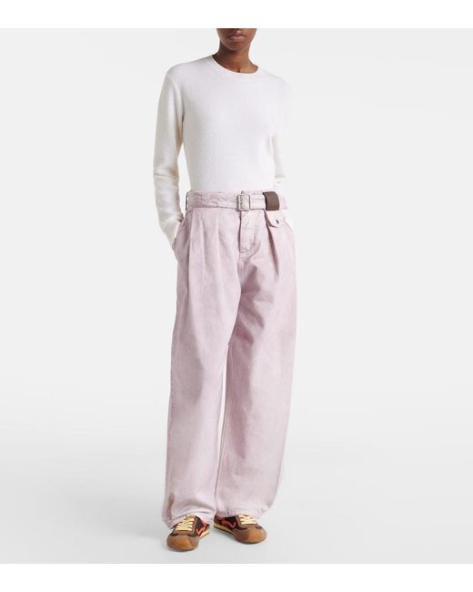Jeans Anchos Con Cinturon Loewe de color Pink