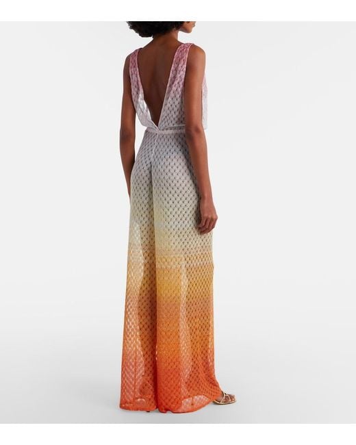 Missoni White Open-Knit Lame Jumpsuit