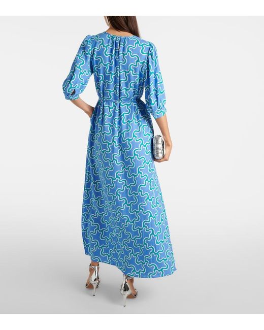 Diane von Furstenberg Blue Drogo Printed Maxi Dress