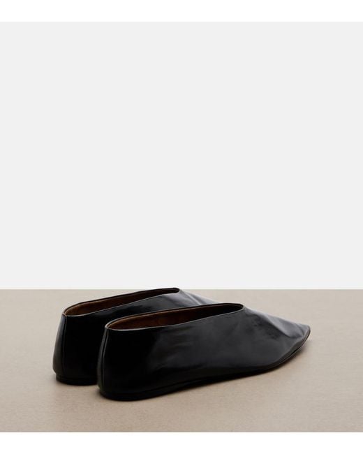 Khaite Black Miriam Leather Ballet Flats