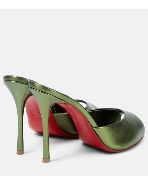 Christian Louboutin Green Me Dolly 100 Metallic Leather Mules