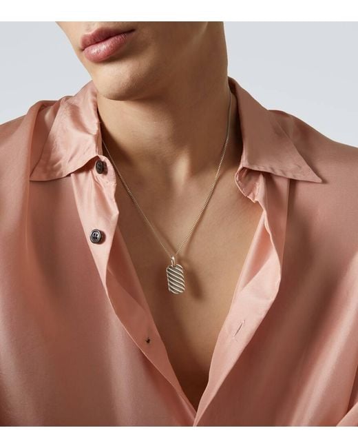 David Yurman White Sculpted Cable Sterling Pendant for men