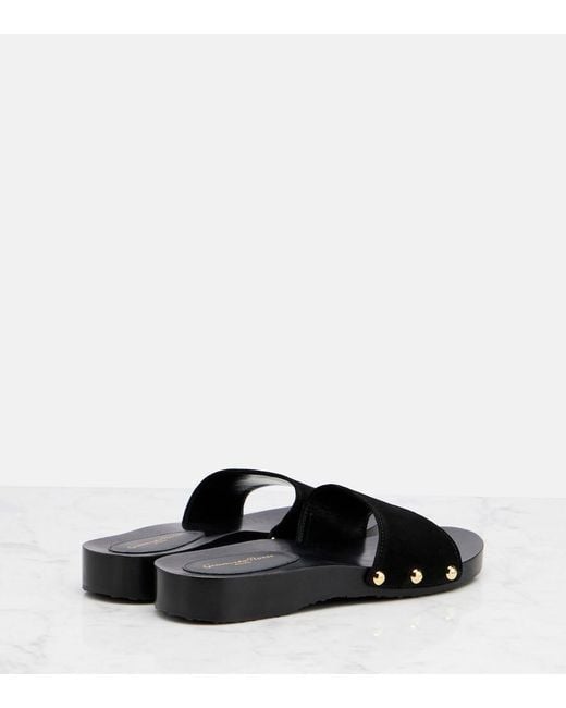 Gianvito Rossi Black Riviera Suede Slides