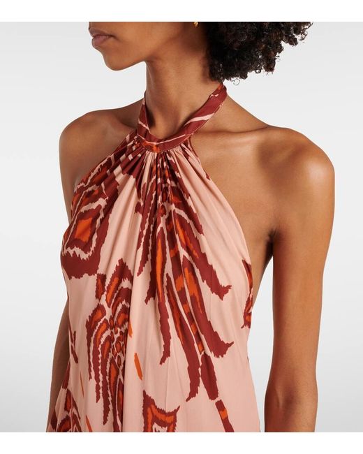 Robe Longue Imprimee En Soie Johanna Ortiz en coloris Red