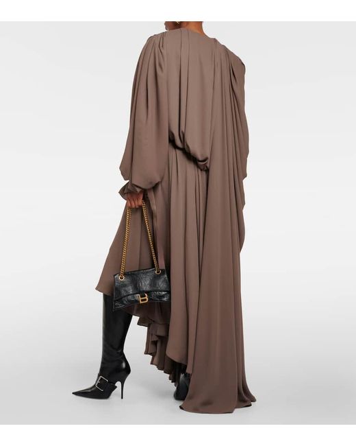 Vestido largo All-In de crepe asimetrico Balenciaga de color Brown