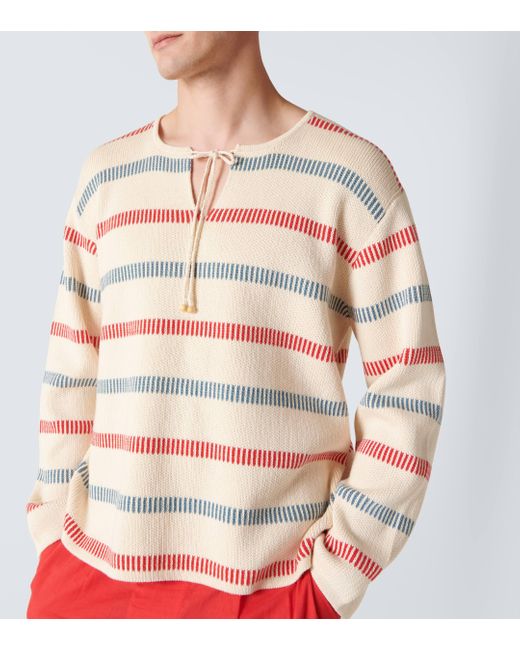 Bode Pink Bay Stripe Cotton Sweater for men