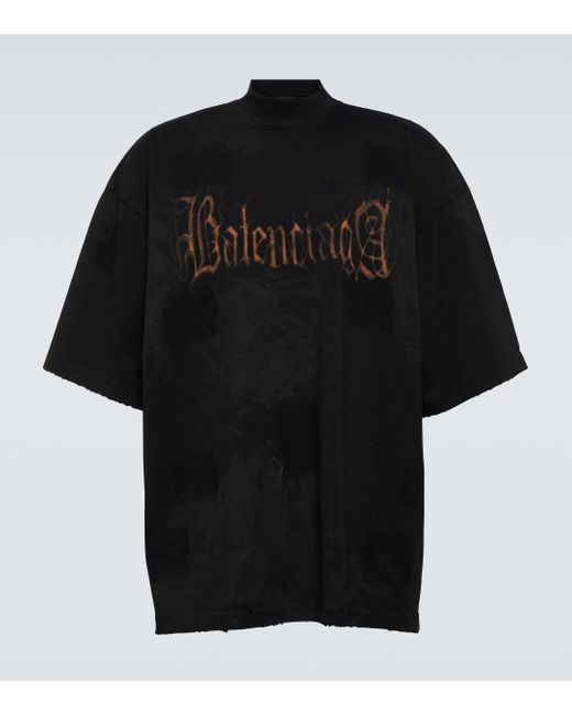 Balenciaga Black Logo Cotton T-shirt for men