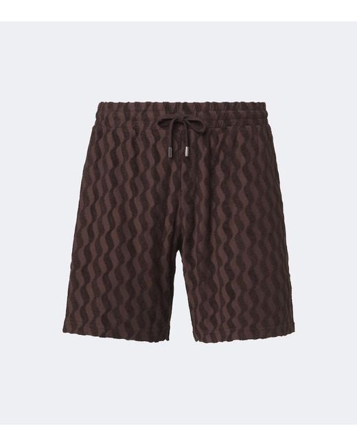 Frescobol Carioca Brown Terry-Trimmed Cotton-Blend Shorts for men