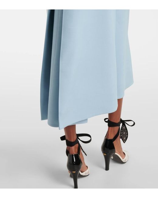 Valentino Blue Crepe Couture Midi Dress