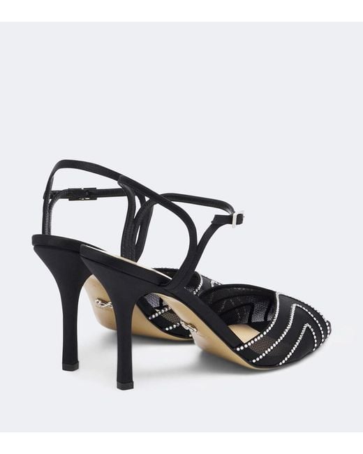 Mach & Mach Black Embellished Mesh Sandals